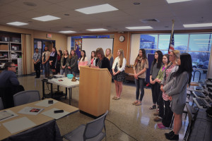 Cathy Sharkey, introduced some of the participants from resent Distinguished Young Women’s program at the April 6, 2016 Club meeting.